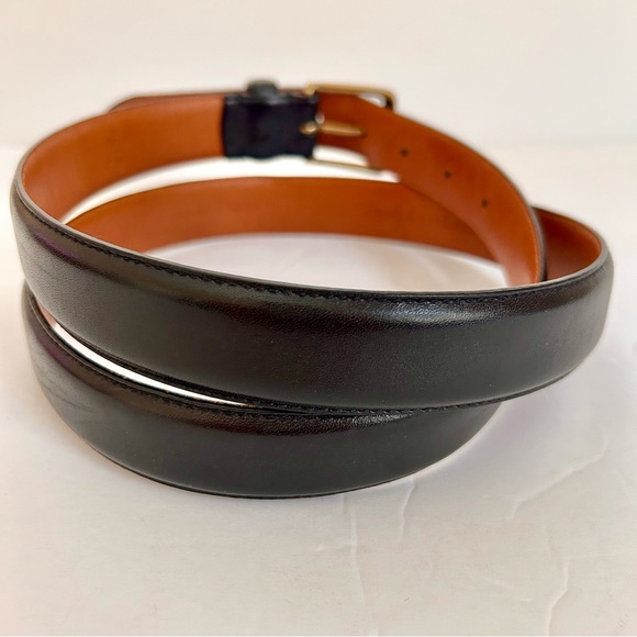 SOLD Polo Ralph Lauren Leather Belt Men's 42 Black Pony Leather Embossed Logo - Picture 3 of 8